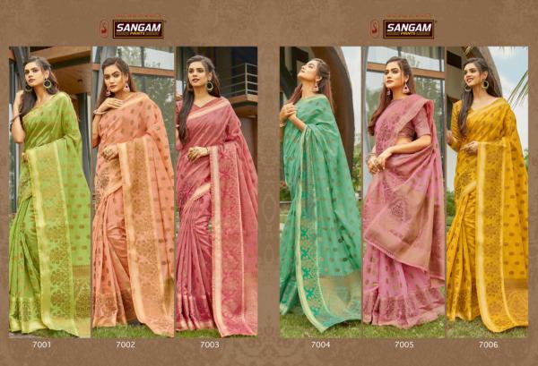 Sangam Desi Handloom Designer Festive Wear Cotton Saree 